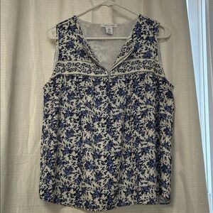 Tabitha Web Blue Floral Print Blouse Top